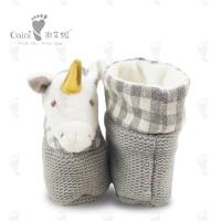 Sapatos de bebê de pelúcia cinza macios e fofos, infantis, brancos, de cabeça de unicórnio, para meninos