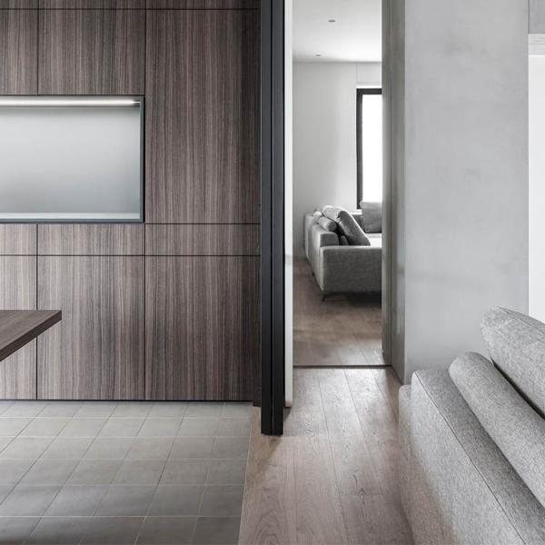 Modular ODM Handleless Kitchen Cabinets Wood Veneer Kitchen Cabinets