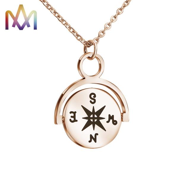 Hypoallergenic SS304 Vintage Compass Pendant Necklace