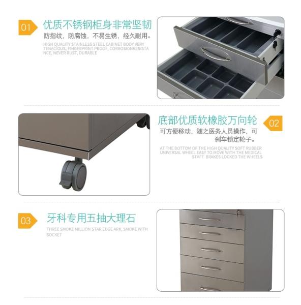 Dental Equipment Mobile Steel Storage Dental Cabinet With 5Drawers