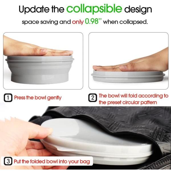 Outdoor Travel Food Grade Silicone Collapsible Bowls Folding With Lid