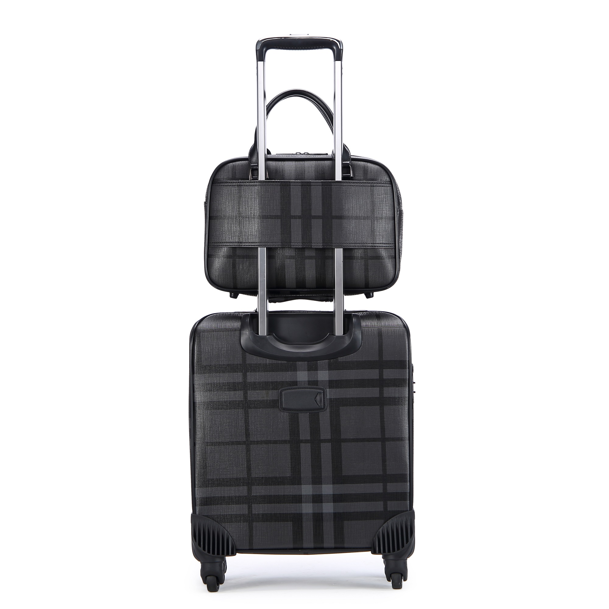 Unisex High Quality Aluminum Rod Trolley Suitcase New Design Leather Luggage with Spinner Caster PU Large Capacity Carry-On Set