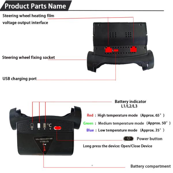 High Quality Rechargeable Graphene Heated Steering Wheel Cover Set Portable Steering Wheel Warmer Gift Set