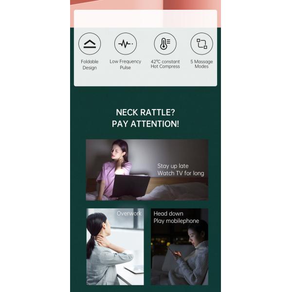 Мини беспроводные ДЕСЯТКИ Massager шеи пульсируют горячее кровообращение обжатия 500mAh