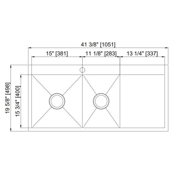 Кухонная раковина шара двойника нержавеющей стали Топмоунт с Драйнбоард