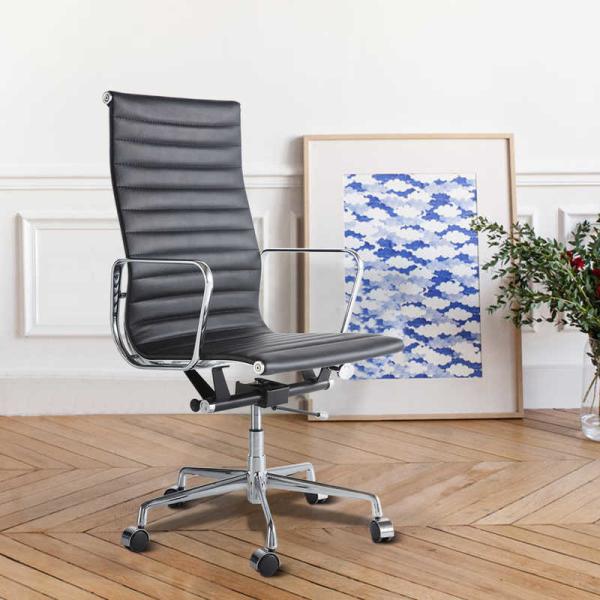 Alloy Base h45.6 Black  PU  Leather  Office Chair / High Back Computer Chair 35.2lbs