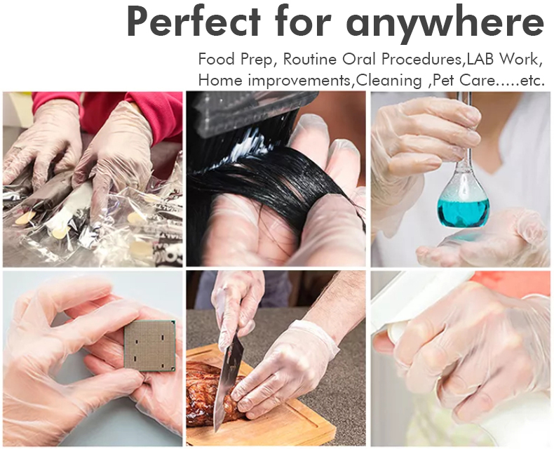 Easy Donning Clear Plastic Food Service Gloves Blue Disposable Food Preparation Gloves Polymer Coated