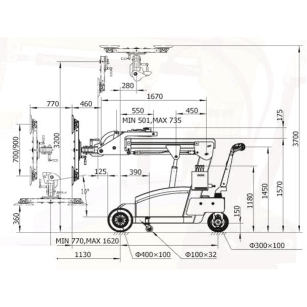 robot satinado eléctrico del levantador 600kg 800kg de los 3.5m Max Lifting Height Vacuum Glass