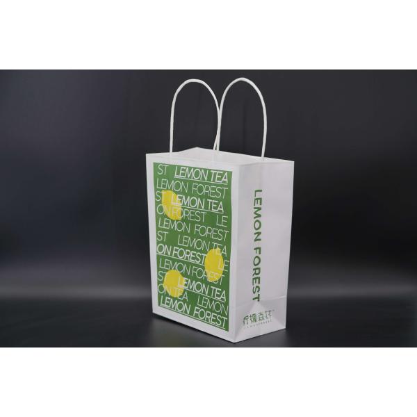 Sturdy White Paper Carrier Bags Renewable Retail Paper Bags With Handles