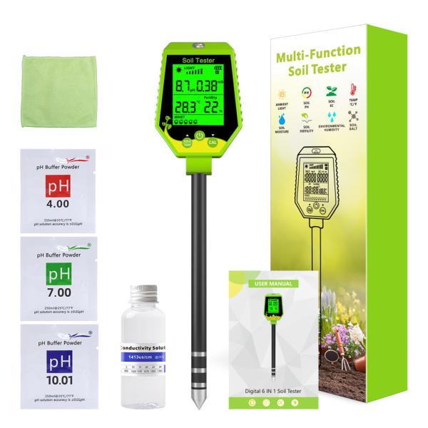 6 - In - 1 Soil Tester Kit Moisture/pH/Fertility/Sunlight/EC/Temp Meter For Garden Farm Indoor Plants