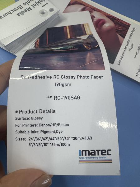 Waterproof Pigment Dye Inkjet 190gsm RC Glossy Photo Paper Sticker Label