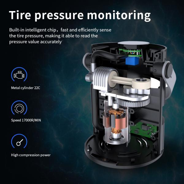 YANTU A05 12V Mini Pump Small Digital Tire Inflator for Car 140*120*100mm 3 Nozzles