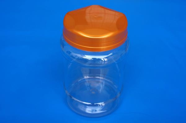 Round Shape PET Airtight Plastic Jars Colorful Cover Water Resistance