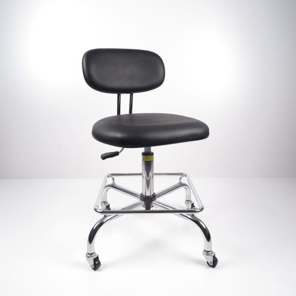 Black PU Leather Ergonomic ESD Chairs Work Office Conductive Chair With Foot Rest