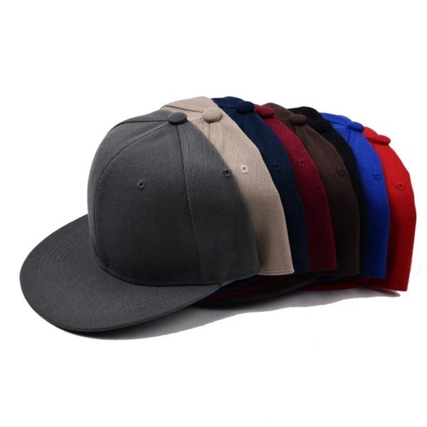 Outdoor Plain 6 Panel Snapback Baseball Hat Flat Brim Adjustable For Spring