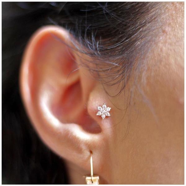 Flower Shape Ear Piercing Jewellery 316 Stainless steel Ear Cartilage Earrings 8mm