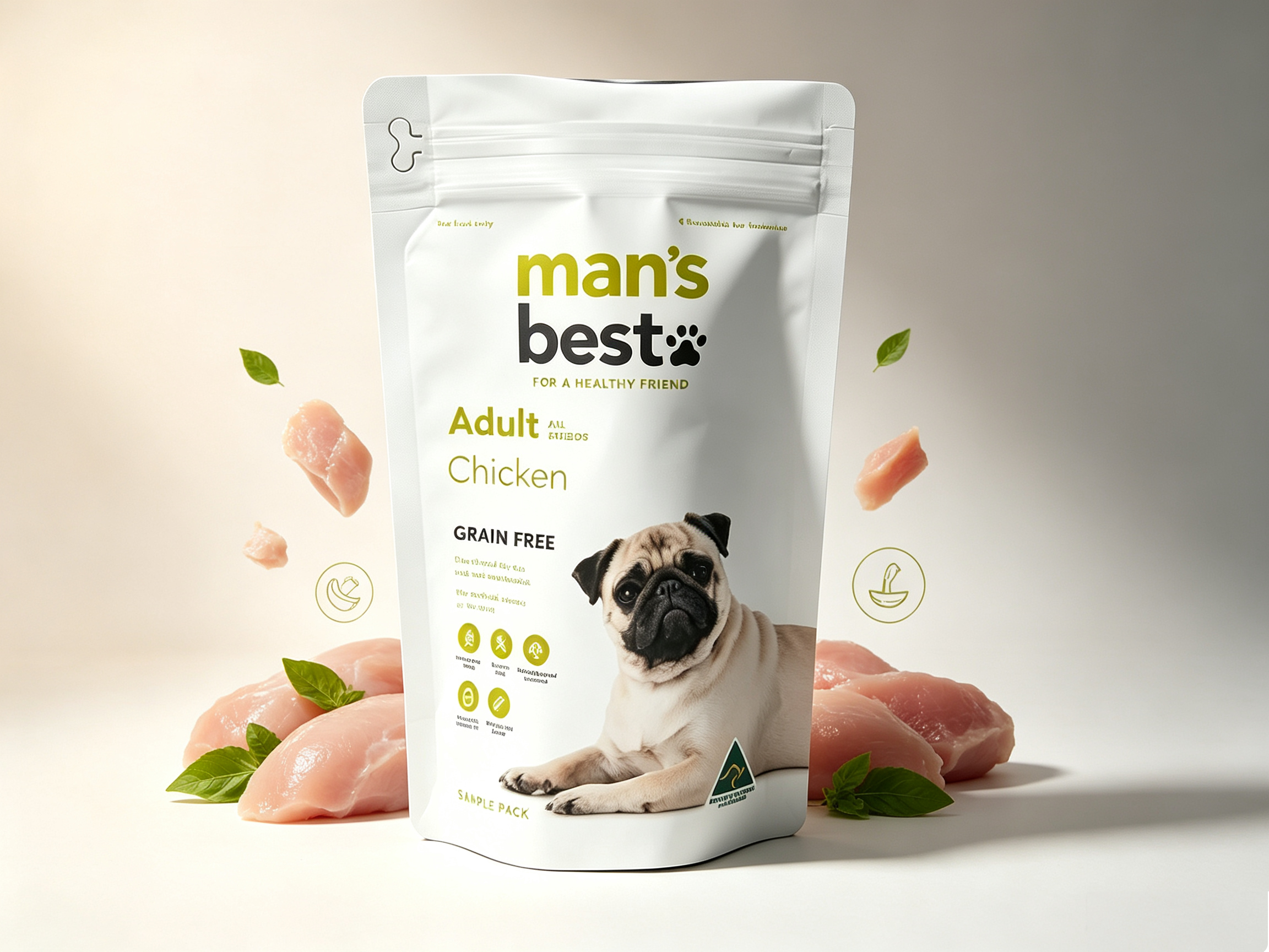 Stand-Up Pet Food Pouches With Pull Tab Zipper | User Friendly Visible Resealable Zip Doypack For Grain Free Dog Cat Food Custom Printed OEM