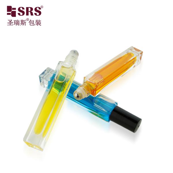 Square Shape Glass Roll On Bottle with Thick Wall and Custom Color for No Leakage No Scratching Essential Oil and Perfume
