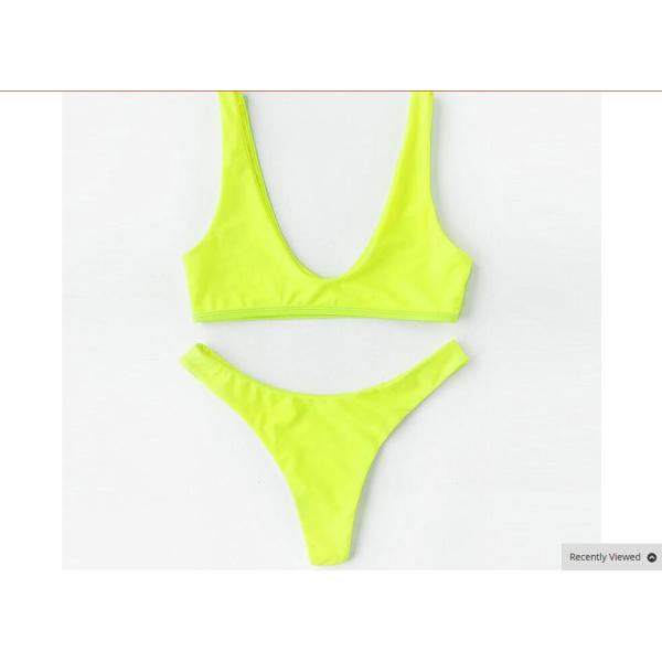 sport neon green sweatshirt Bikini vest with high bottom leg women sets Bikini plain beach swimsuit Sexy swimsuit