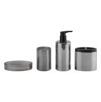 Accessoires de salle de bain en verre nickel noir Ensemble de forme ronde Dispensateur de savon en verre à effet de placage ionique