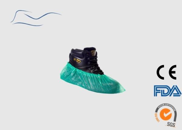 CPE Plastic Disposable Shoe Covers ISO Certification Green Color 16 * 41CM