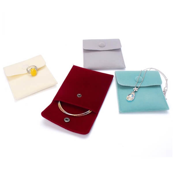 Bulk Velvet Jewelry Bags Ring Pouch With Snap Button 5x5