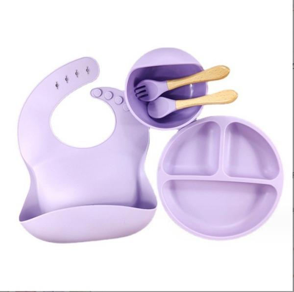 Silicone Baby Feeding Set Bpa Free Dinnerware Type with Bowl Bottle Spoon and Bib