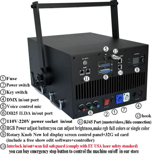 60W Full Color RGB Laser ILDA Stage Equipment DJ Disco Club Concert Lighting System