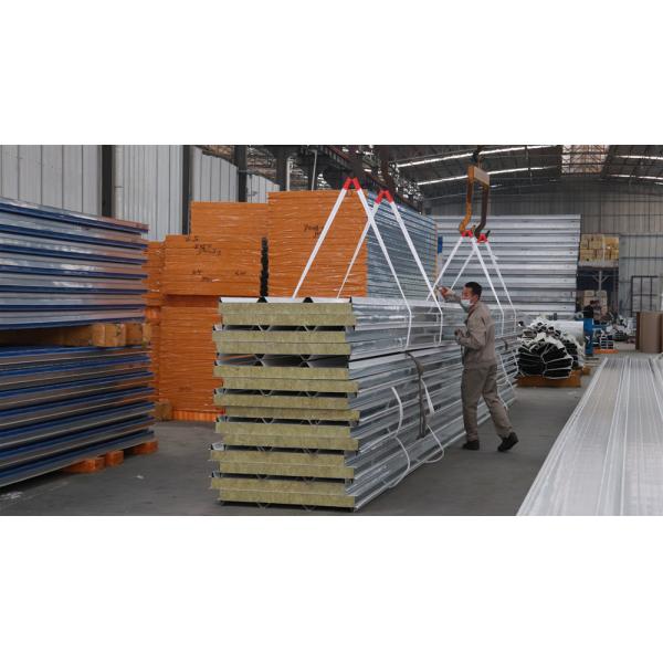 Heat Insulation Fireproof Rock Wool Sandwich Panel Roof Panel For Prefabricated House