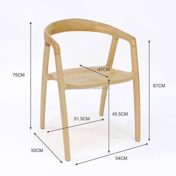 Modern Nordic Style Restaurant Wooden Armchair Design Solid Ash Wood Dining Chairs with Home Furniture and Mail Packing