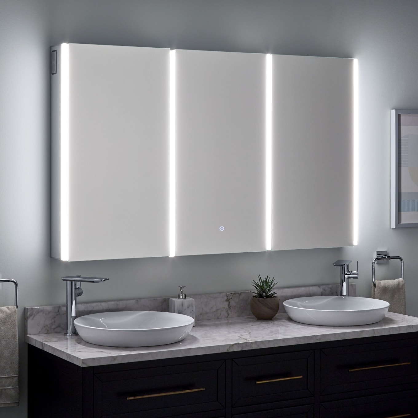 Wholesale Elegant Interior Medecine Cabinet Shower Large Lighted Mirror Bath Bathroom Smart LED Mirror Cabinet with Storage
