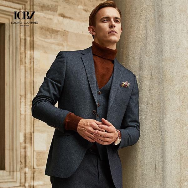 2 Pieces Blazer Vest Pants Set for Men's Slim Fit Wedding Suit Business Formal Wear