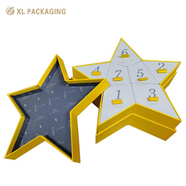 Star Shape 7 Day Advent Calendar Box with Premium Textured Paper and Interactive