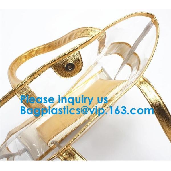 Tote Bag/Shoulder Bag/Shopping Bag/Handle Bag/Beach Bag/Waterproof Bag,Lady Handbag Set Transparent Beach Tote Bag With