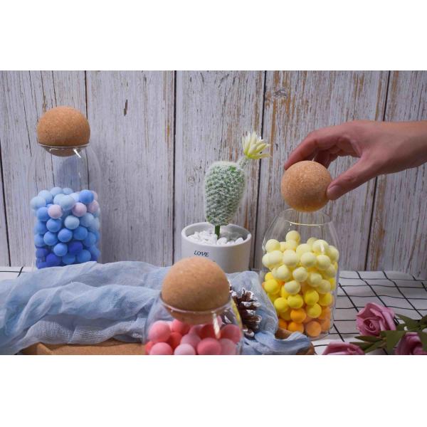 Dia 60mm Natural Cork Lids Ball Non Toxic For Glass Jar