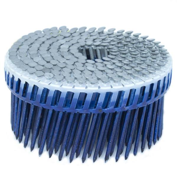 Blue Stainless Steel Collated Nails , Diamond Point Galvanized Coil Nails