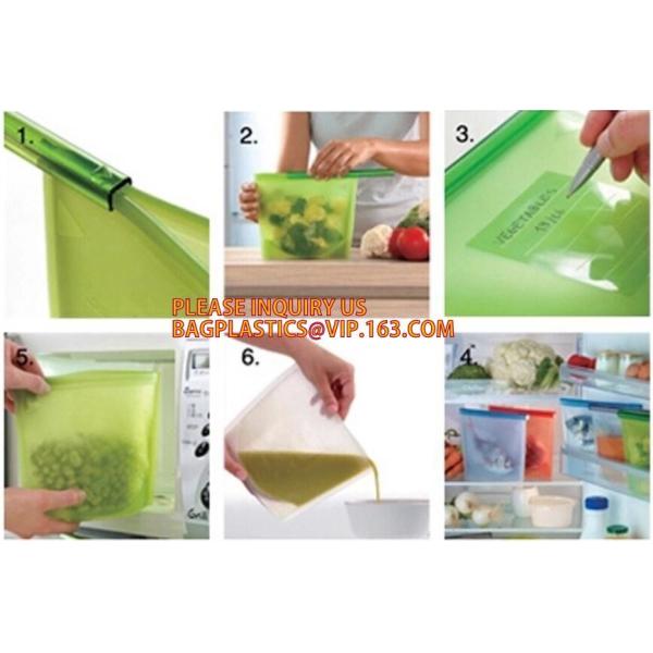 Reusable Silicone Plastic Packaging Food Zip Silicon Freezer Fresh Vegetable Storage Bags,Zip Lock Sandwich Vacuum Silic