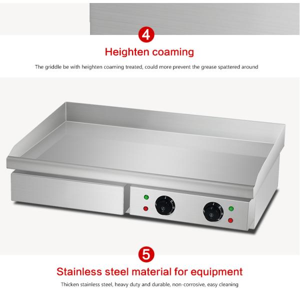 Dual Temperature Control Knobs Electric Flat Plate Griddle for Restaurant Kitchen