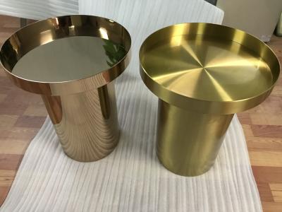copper plated metal mirror round coffee table gold stainless steel table