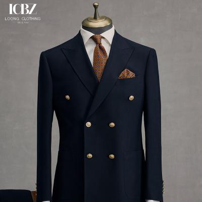 Men's No-Iron Business Casual Slim Formal Dress Suit Woven Striped Custom Fabric Suit