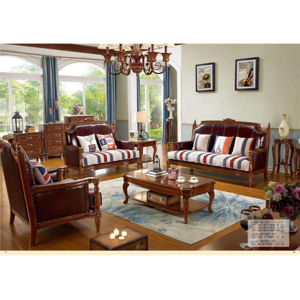 Antique Wooden Fabric Living Room 6 Seater Sofa Set