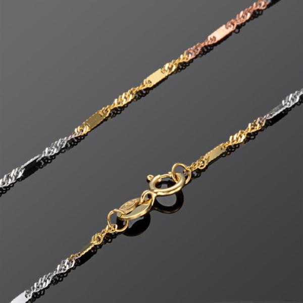 18K White Yellow Rose Gold Three Tone Chain Necklace 18 inches for Women (NG018)
