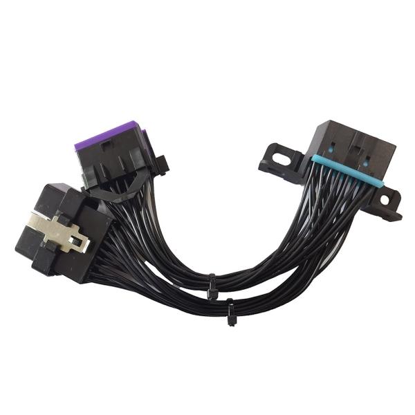 Scanner Extension OBDII Diagnostic Cable 16 Pin Male To 2 Female 12V 24V
