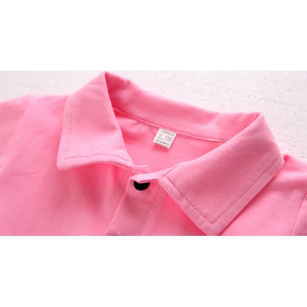 Summer Cotton Fabric Kindergarten Primary School Uniform / Kid Pink Polo Shirts
