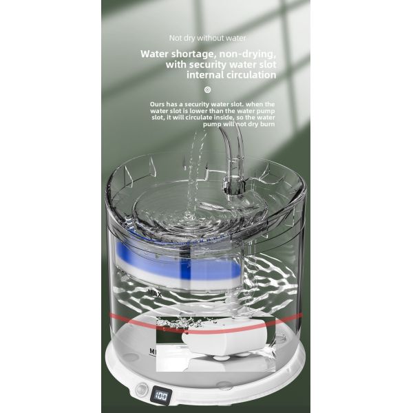 Automatic Cat Water Dispenser Wireless Charging Rechargeable Intelligent Induction Live Water Filtration Unplugged Solid