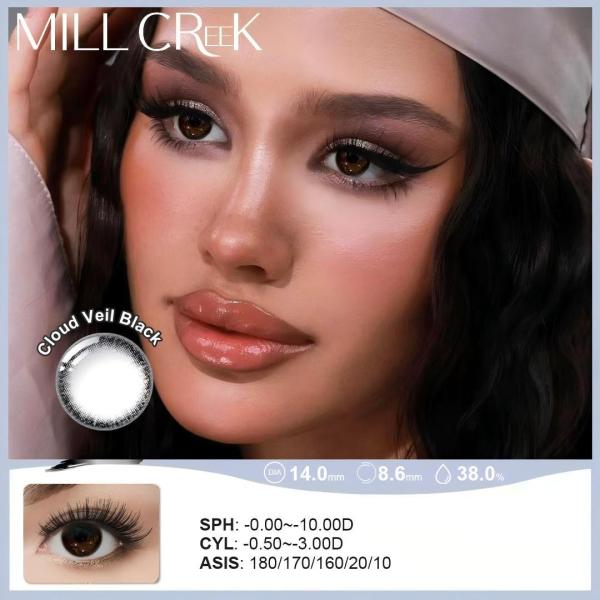 Contactos de prescripción de color Tórico Negro de 14,0 mm de diámetro Hidrogel con protección UV