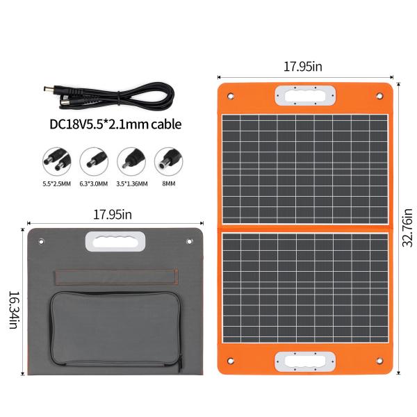 166mmx166mm Cell 100w Foldable Solar Panel For Camping 12V Foldable Solar Charger