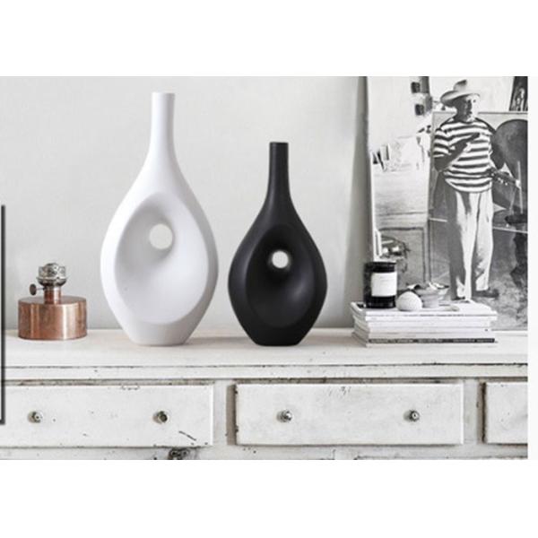 Hotel / House Polyresin Decoration Crafts , Desk Ornament Polished Vases