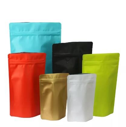 Matte Black Aluminum Foil Doypack Mylar Storage Food Stand Up zipper Bag