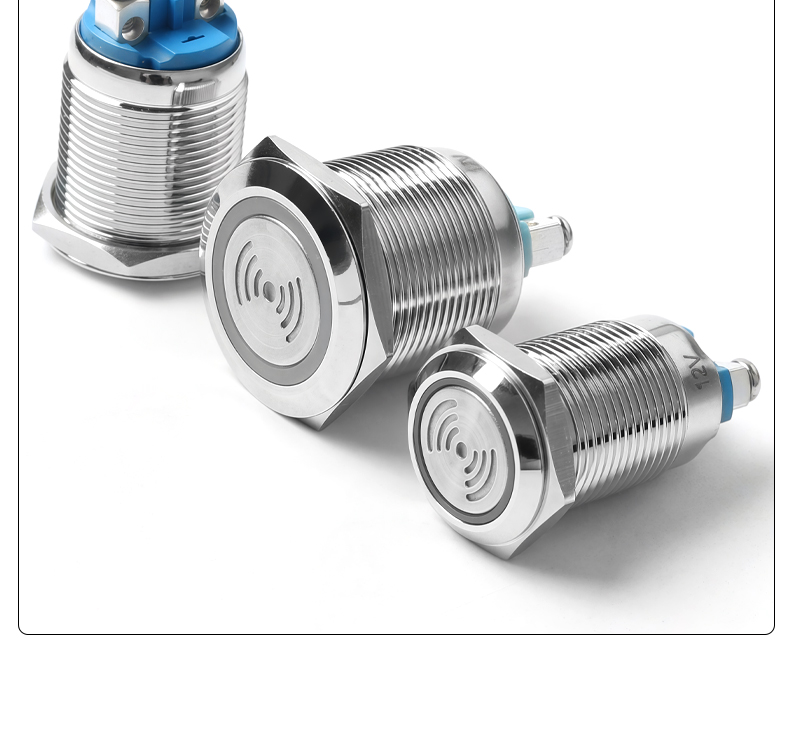12V 24V IP66 Waterproof 60dB LED Light Source Metal Alarm Buzzer 16mm 19mm 22mm Intermittent Shining Red Light Color Screw